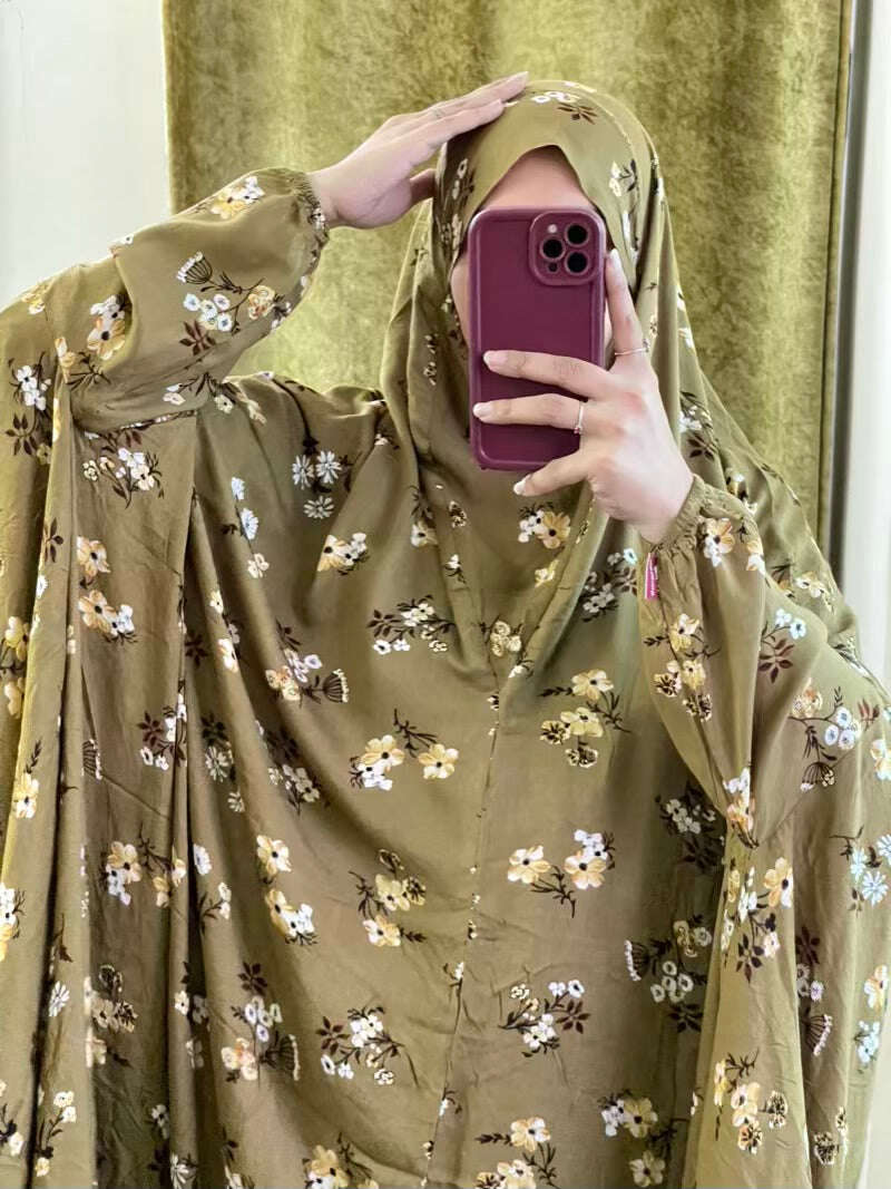 Full Coverage Namaz Chadar with Sleeves + Niqab (Linen) Attires For Muslimah