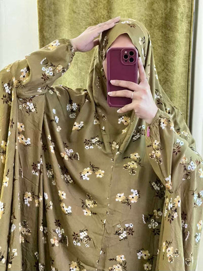 Full Coverage Namaz Chadar with Sleeves + Niqab (Linen) Attires For Muslimah