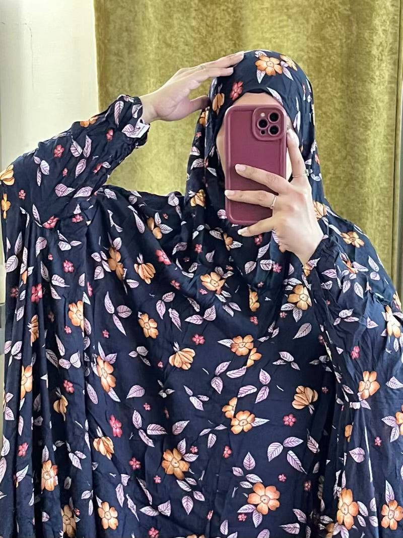 Full Coverage Namaz chadar with sleeves + Niqab (Linen) Attires For Muslimah