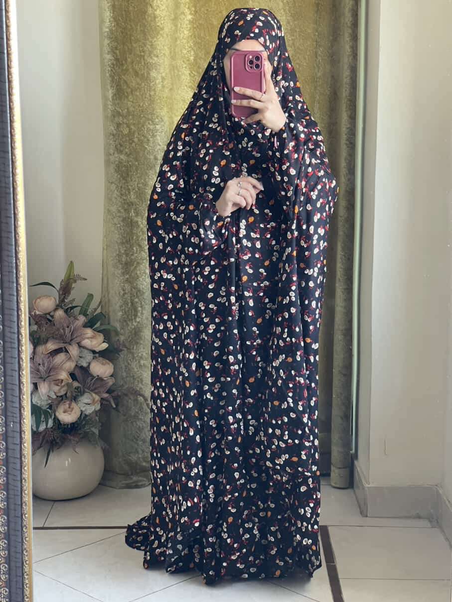 Full Coverage Namaz Chadar with Sleeves + Niqab (Linen) Attires For Muslimah