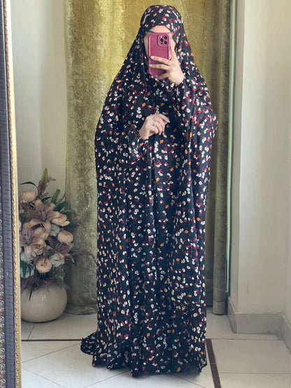 Full Coverage Namaz Chadar with Sleeves + Niqab (Linen) Attires For Muslimah