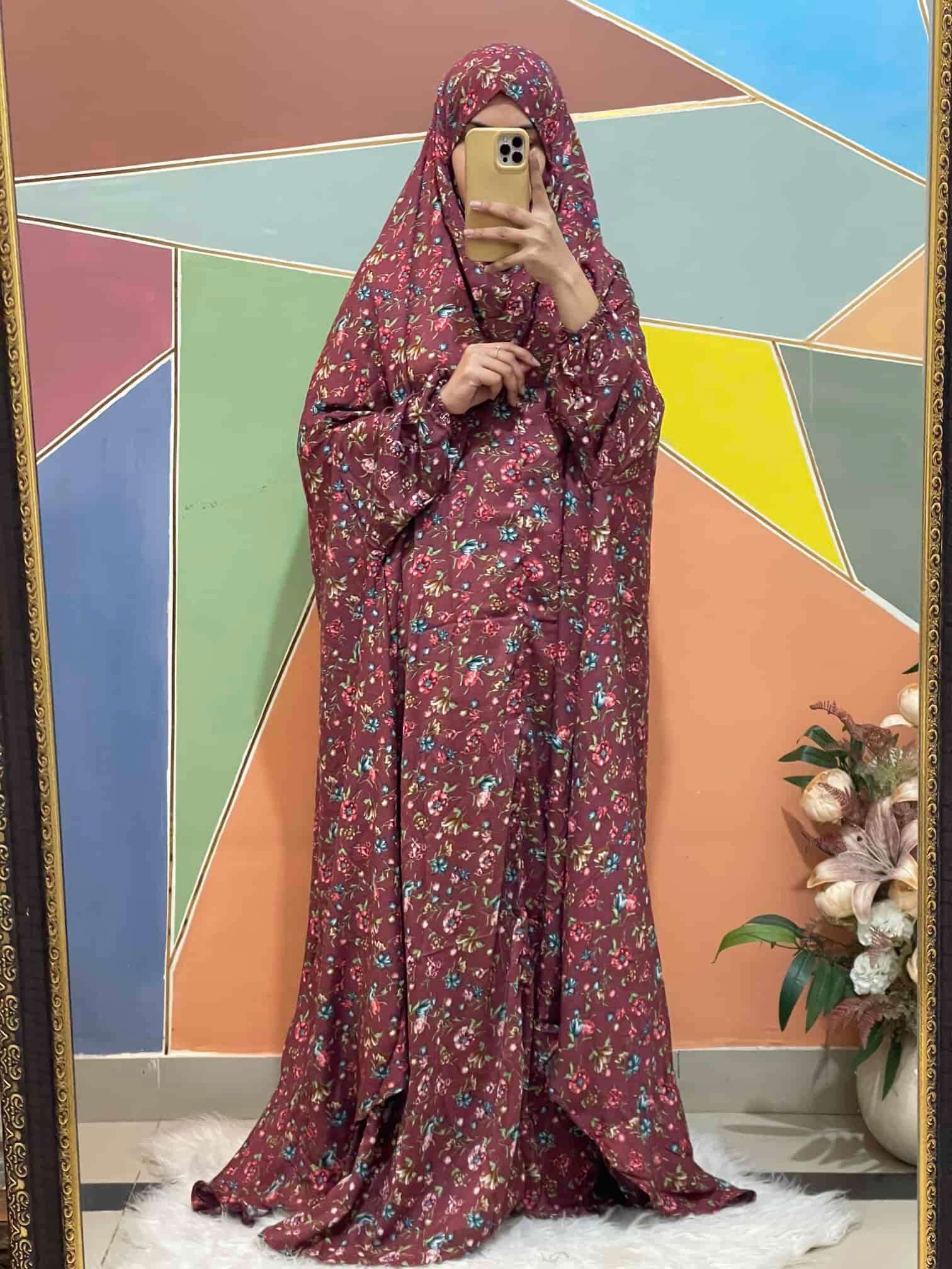 Full Coverage Namaz chadar with sleeves + Niqab (Linen) Attires For Muslimah