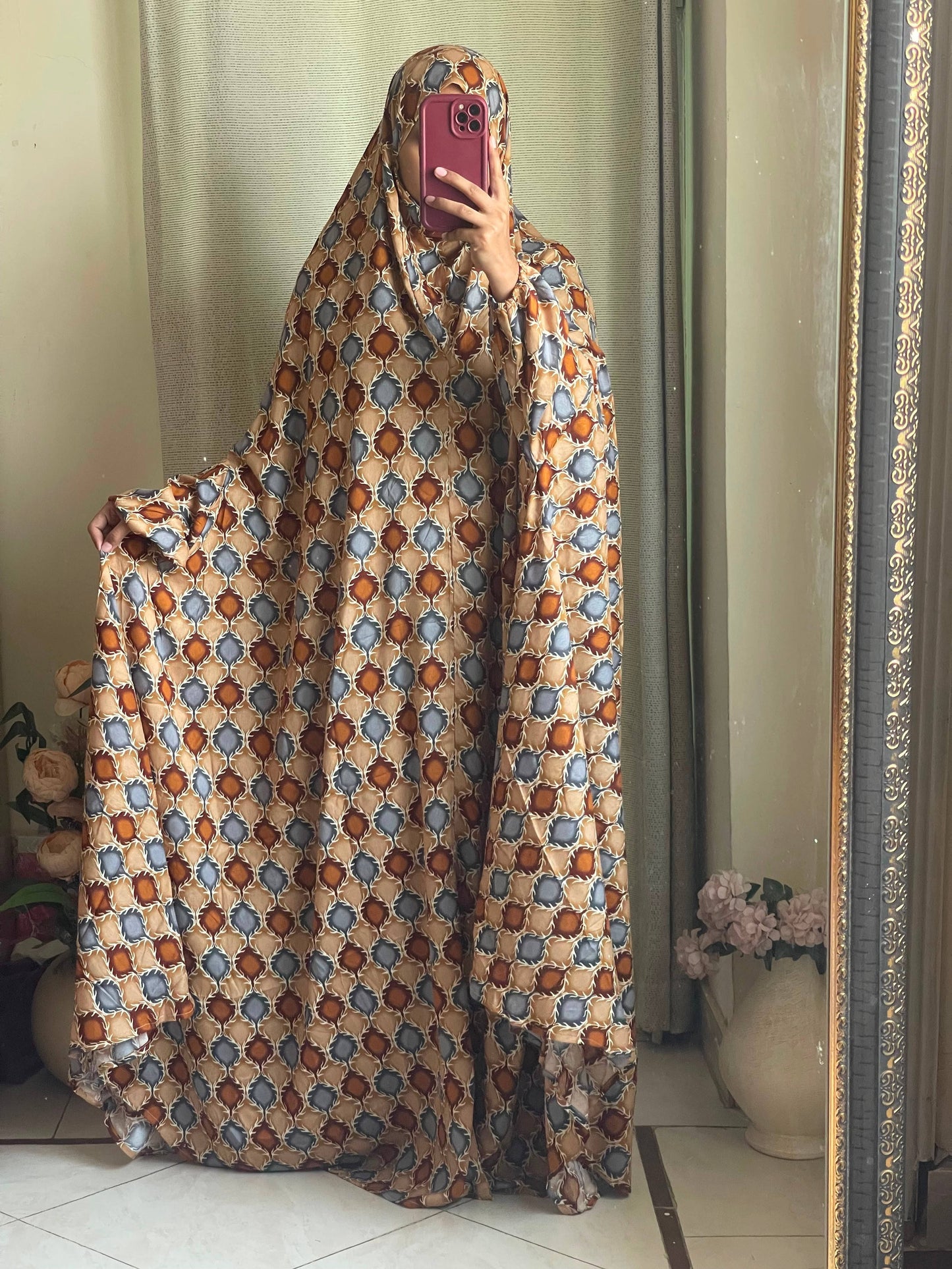 Full Coverage Namaz chadar with sleeves + Niqab (Linen) Attires For Muslimah