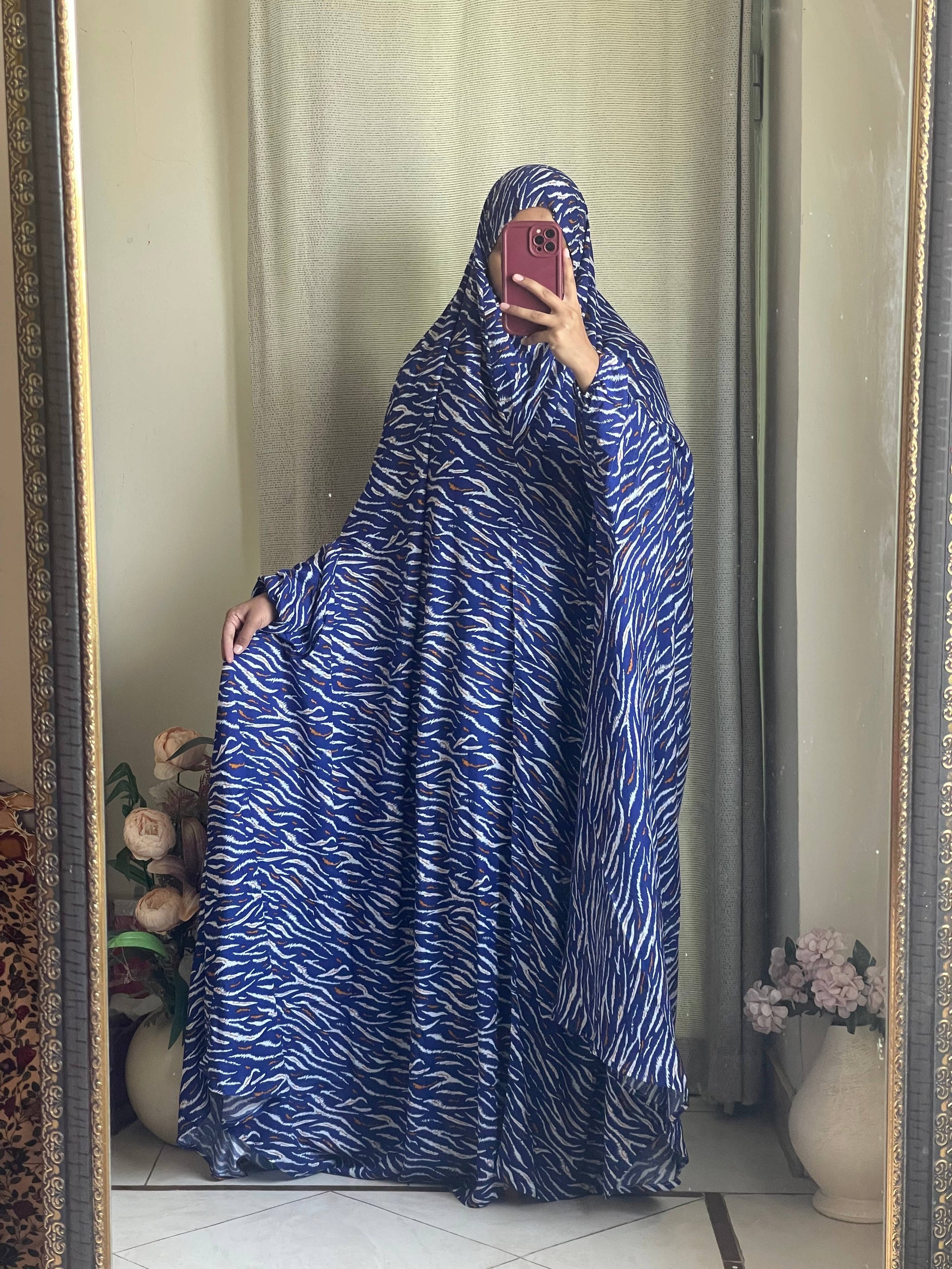 Full Coverage Namaz Chadar with Sleeves + Niqab (Linen) Attires For Muslimah