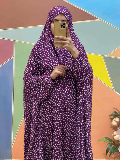 Full Coverage Namaz Chadar with Sleeves + Niqab (Linen) Attires For Muslimah