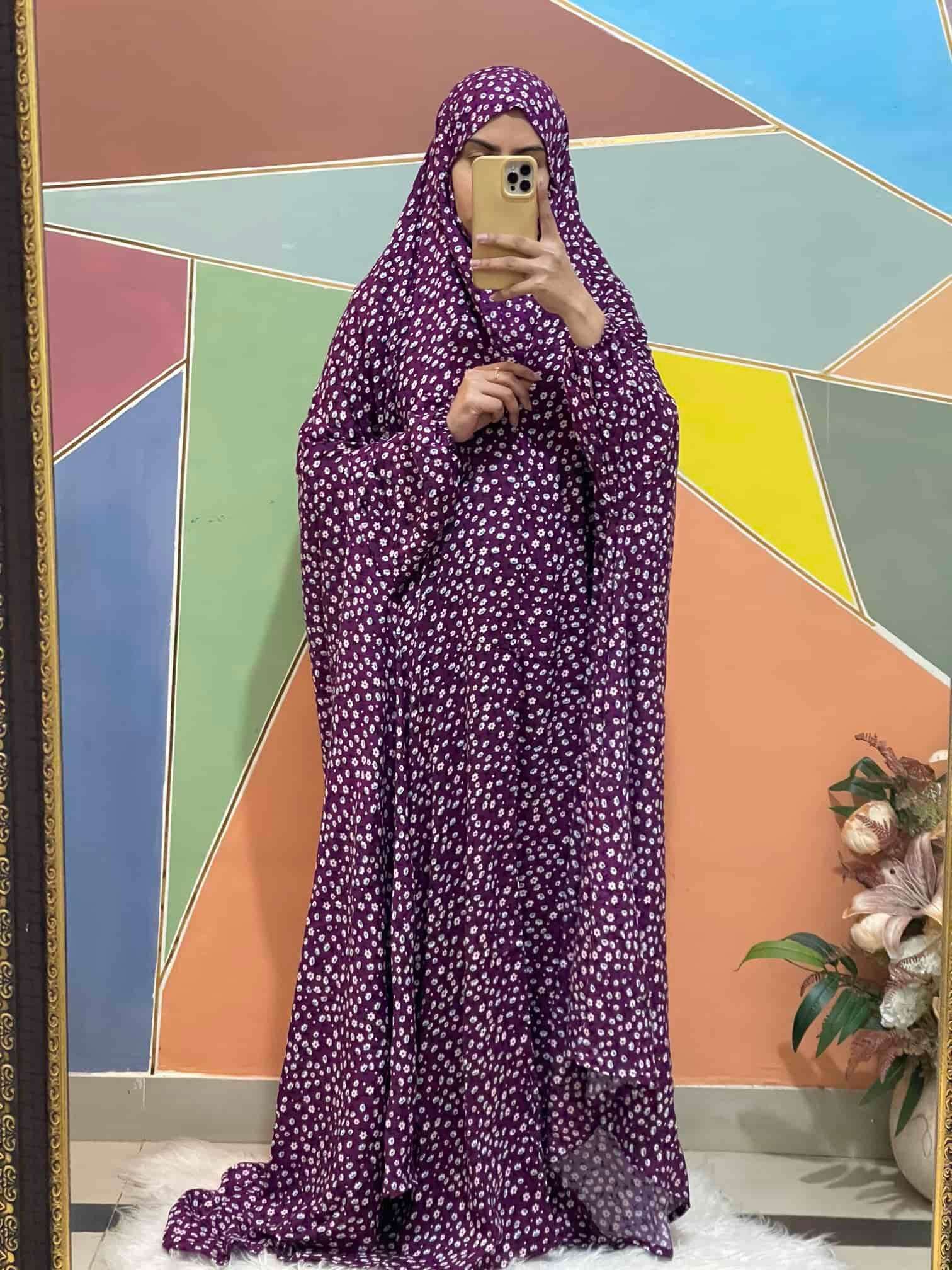 Full Coverage Namaz Chadar with Sleeves + Niqab (Linen) Attires For Muslimah