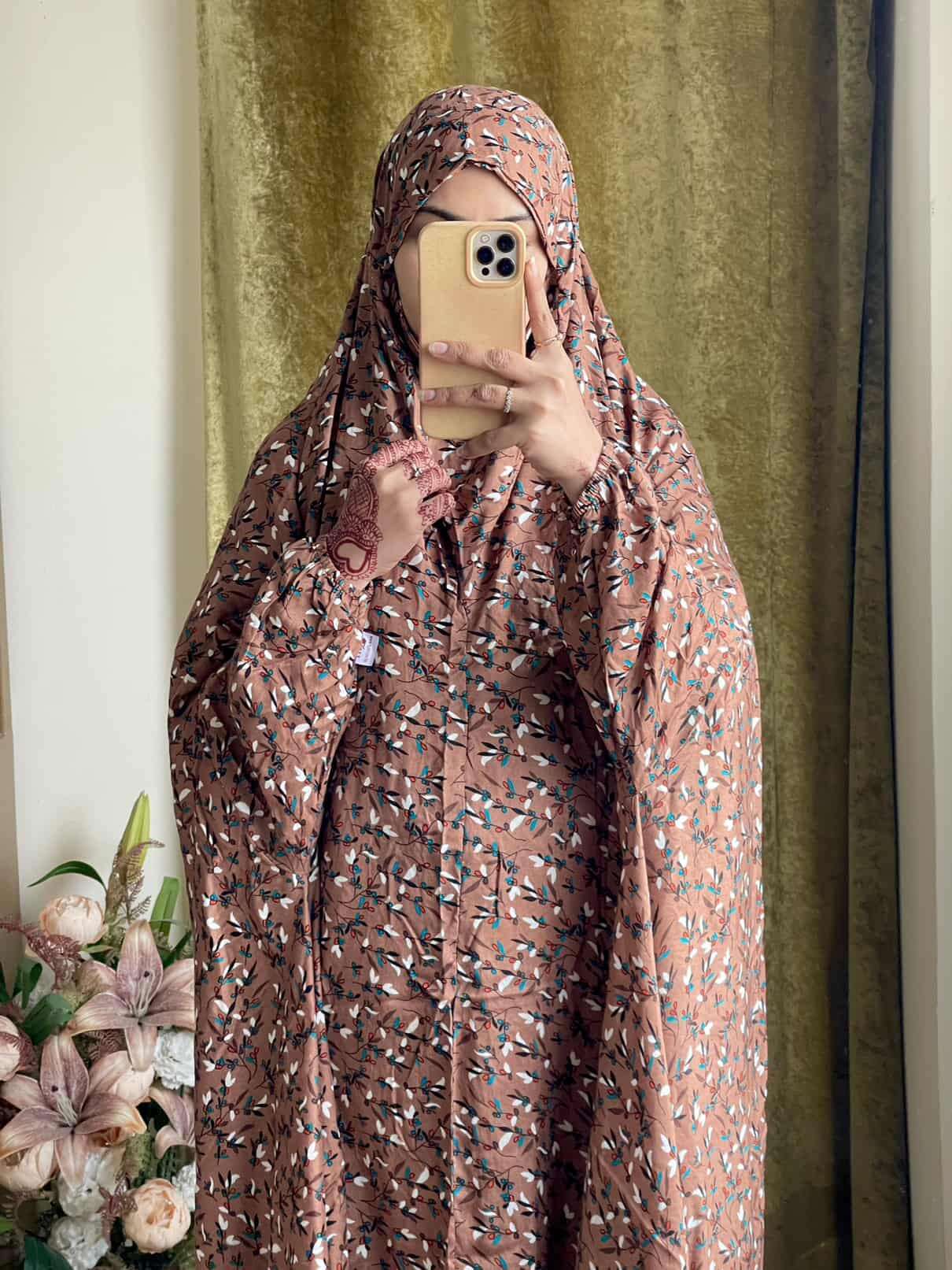 Full Coverage Namaz chadar with sleeves + Niqab (Linen) Attires For Muslimah