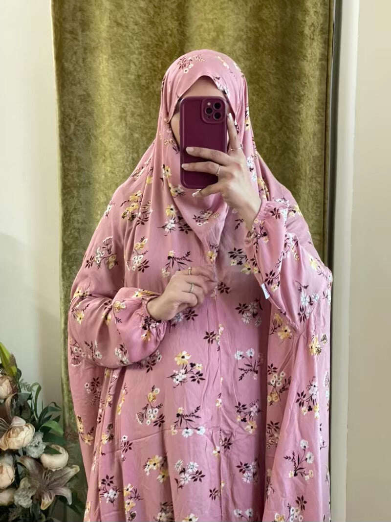 Full Coverage Namaz chadar with sleeves + Niqab (Linen) Attires For Muslimah