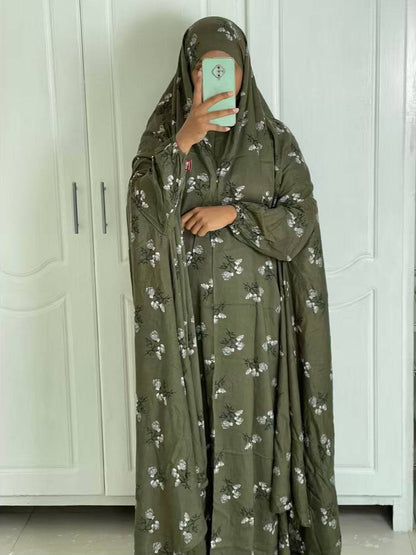 Full Coverage Namaz chadar with sleeves + Niqab (Linen) Attires For Muslimah