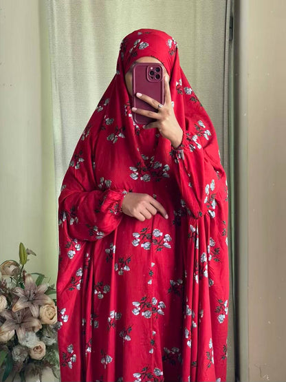 Full Coverage Namaz chadar with sleeves + Niqab (Linen) Attires For Muslimah