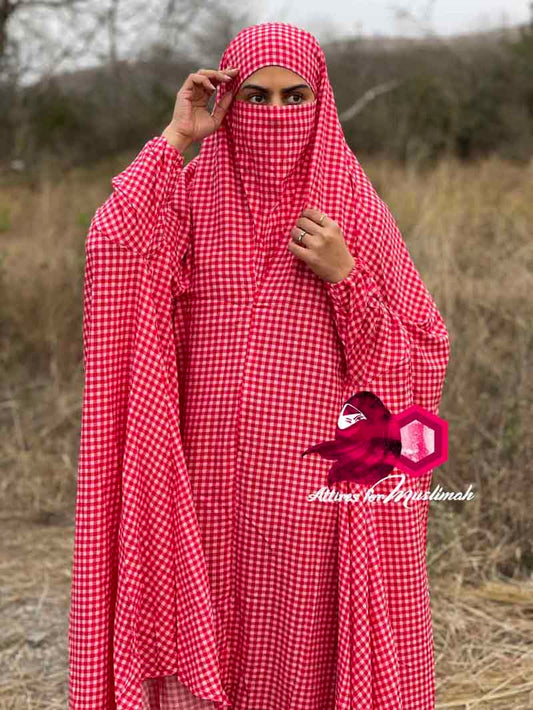 Full Coverage Namaz chadar with sleeves + Niqab (Linen) Attires For Muslimah