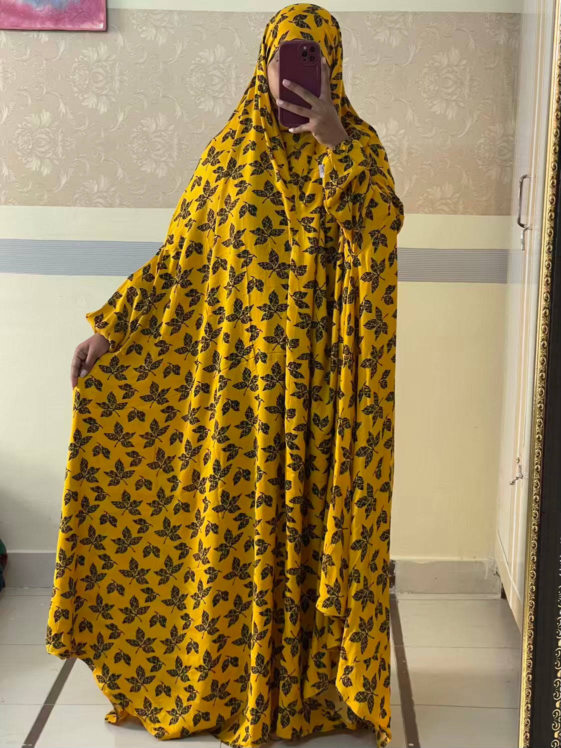 Full Coverage Namaz chadar with sleeves + Niqab (Linen) Attires For Muslimah