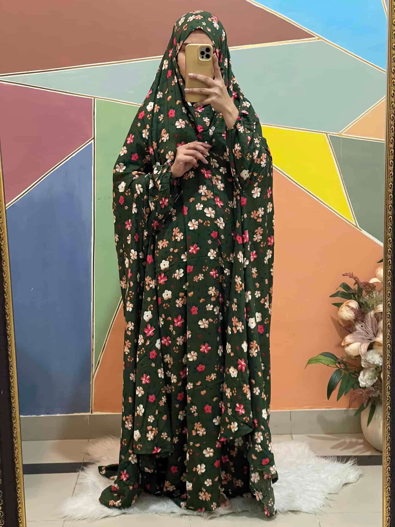 Full Coverage Namaz chadar with sleeves + Niqab (Linen) Attires For Muslimah