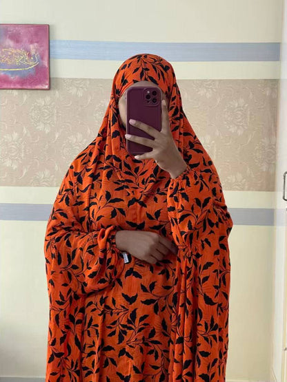 Full Coverage Namaz Chadar with Sleeves + Niqab (Linen) Attires For Muslimah