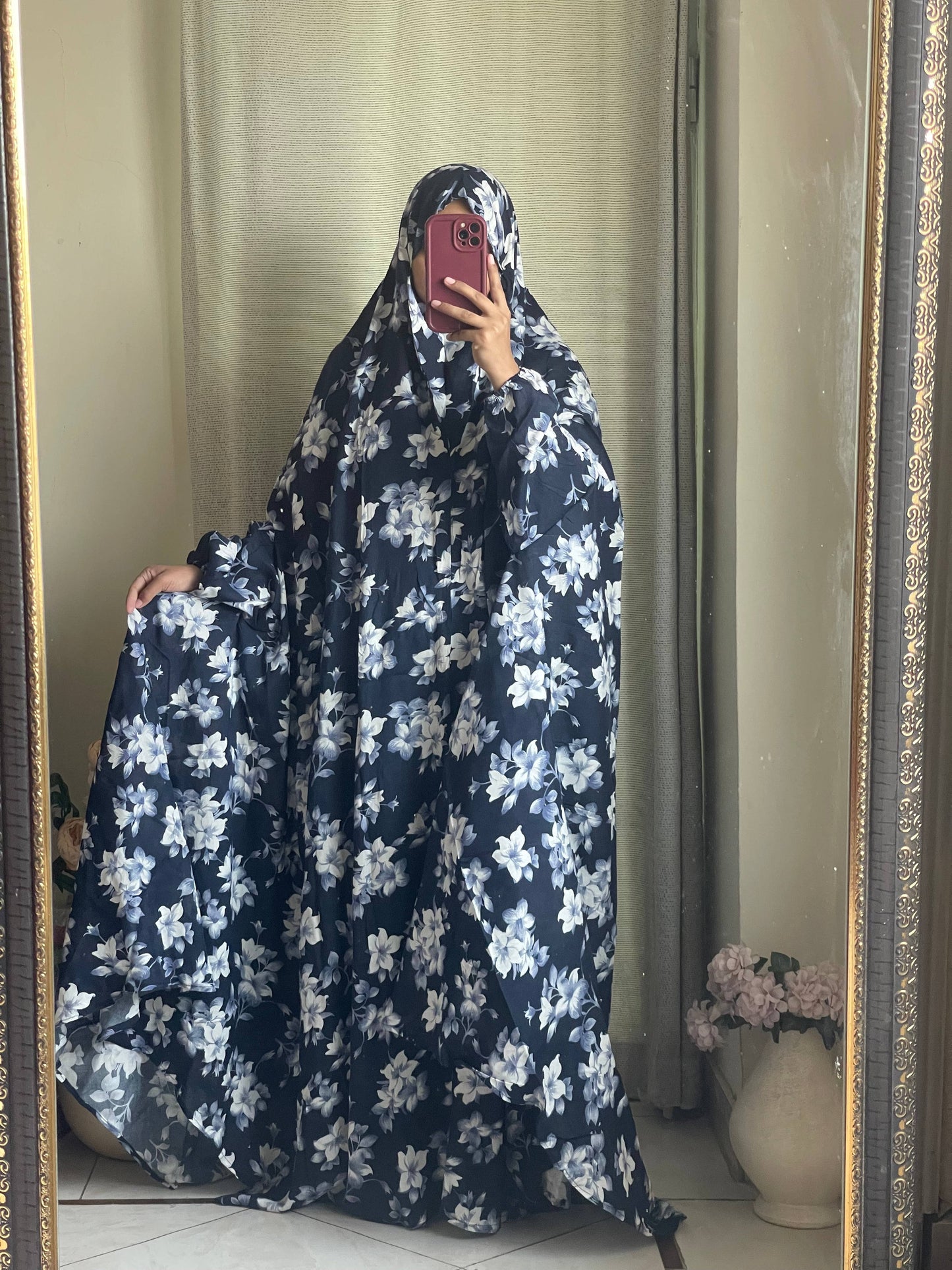 Full Coverage Namaz chadar with sleeves + Niqab (Linen) Attires For Muslimah