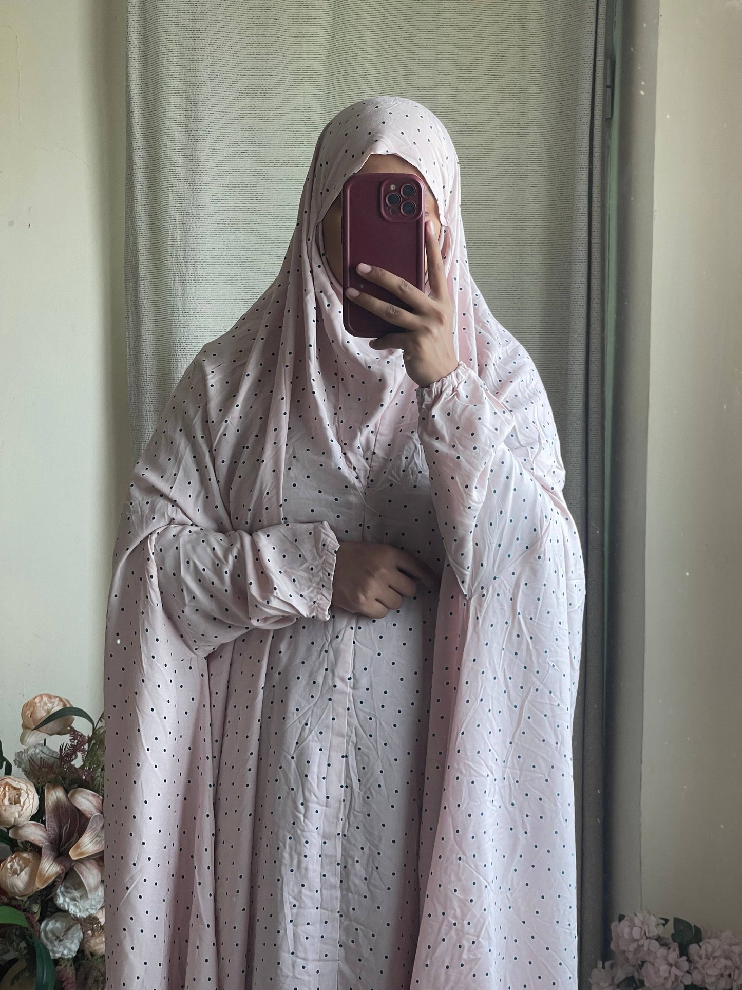 Full Coverage Namaz Chadar with Sleeves + Niqab (Linen) Attires For Muslimah