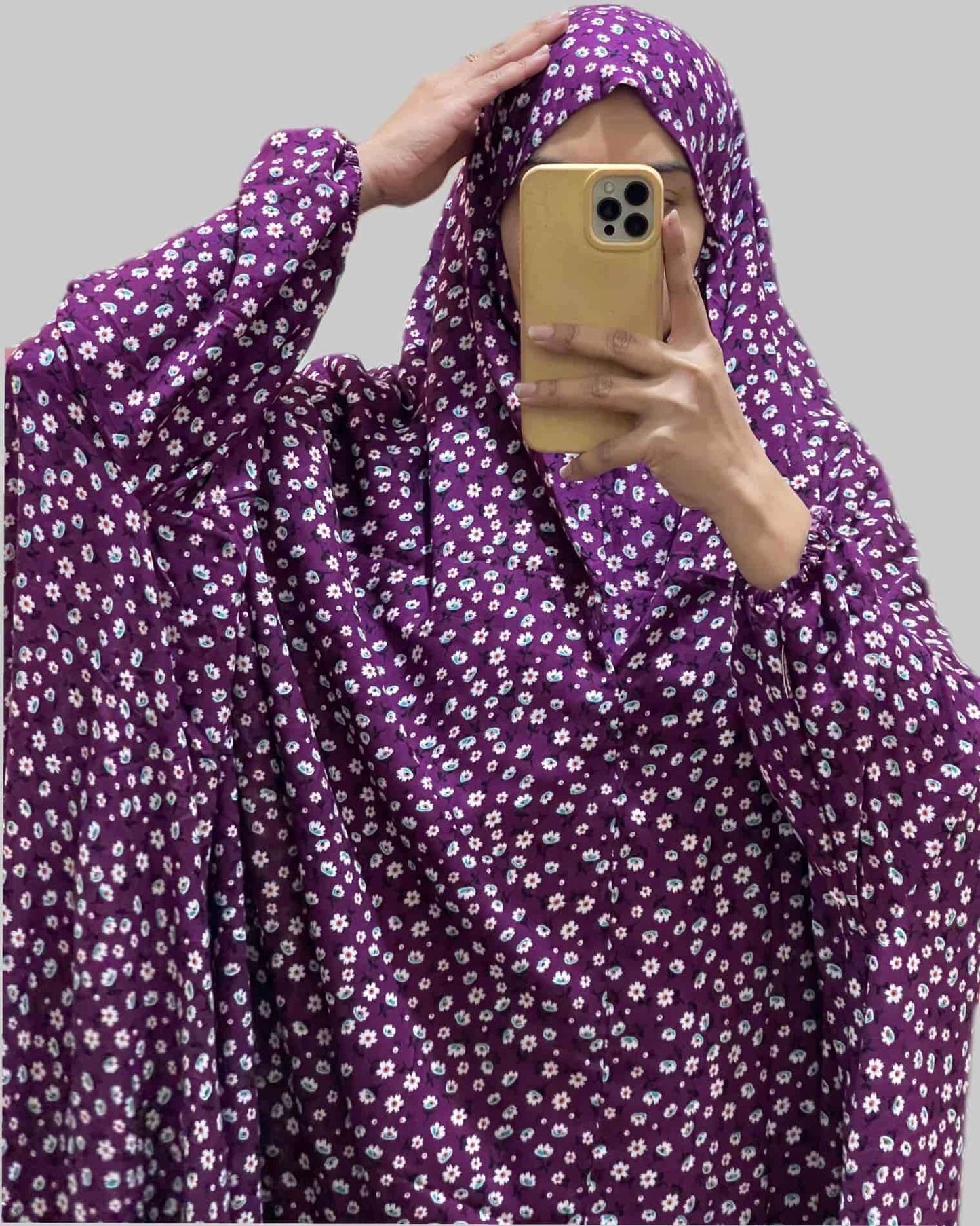 Full Coverage Namaz Chadar with Sleeves + Niqab (Linen) Attires For Muslimah