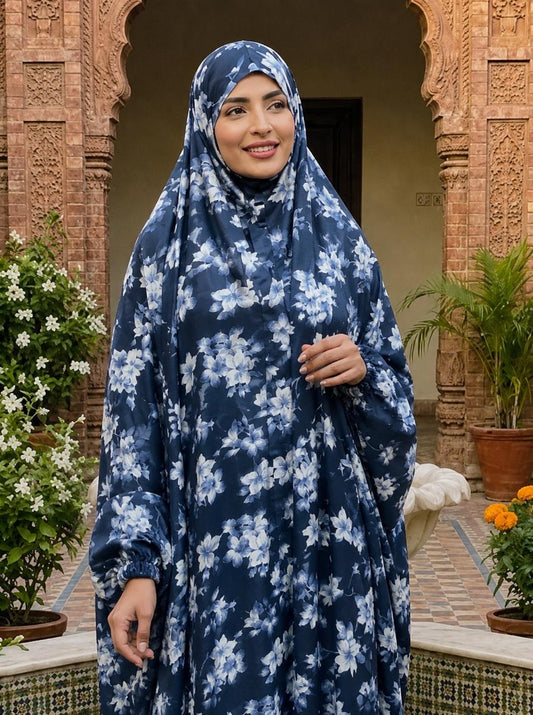 Full Coverage Namaz chadar with sleeves + Niqab (Linen) Attires For Muslimah