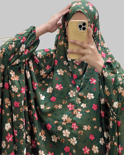 Full Coverage Namaz chadar with sleeves + Niqab (Linen) Attires For Muslimah