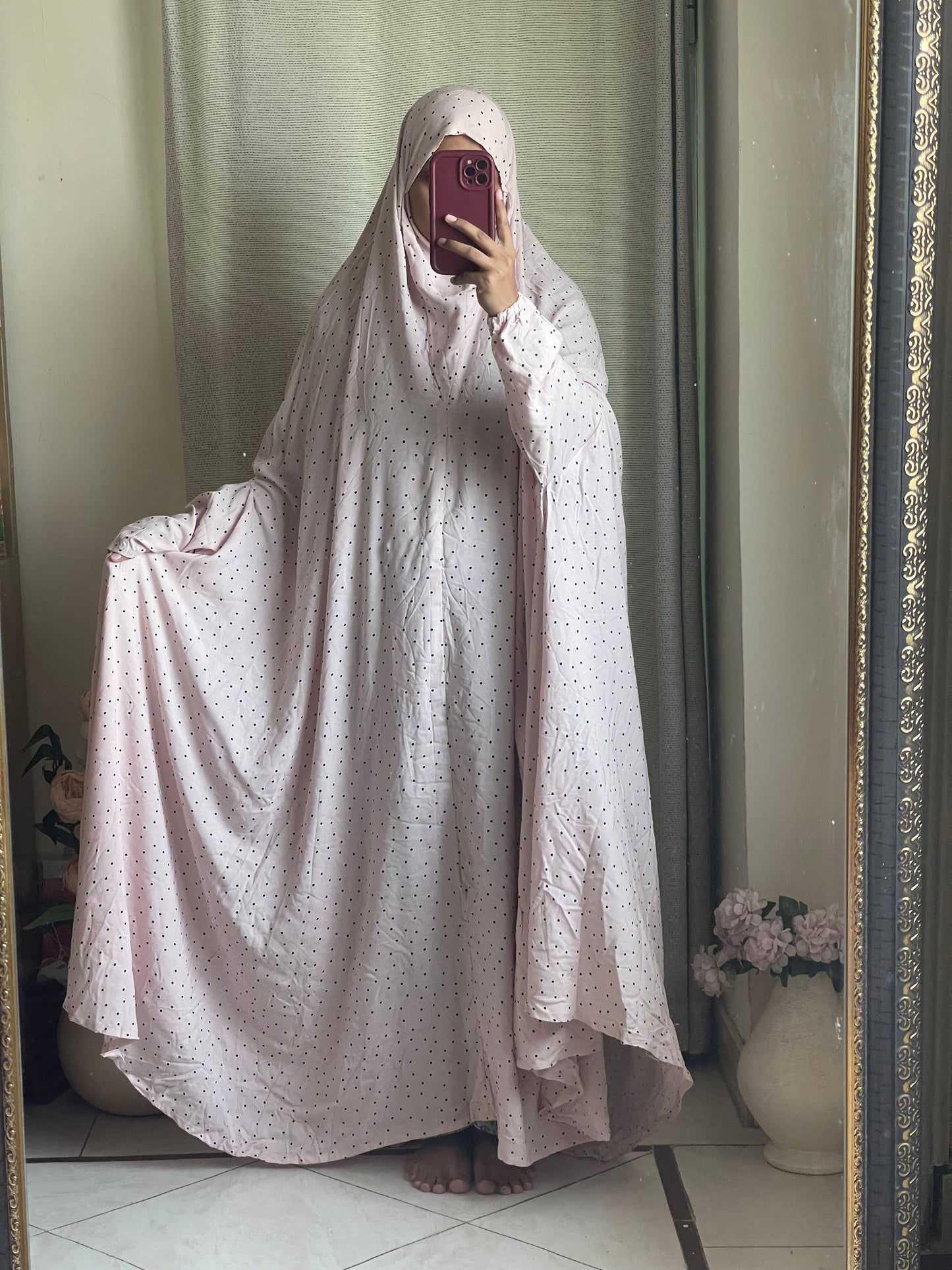 Full Coverage Namaz Chadar with Sleeves + Niqab (Linen) Attires For Muslimah