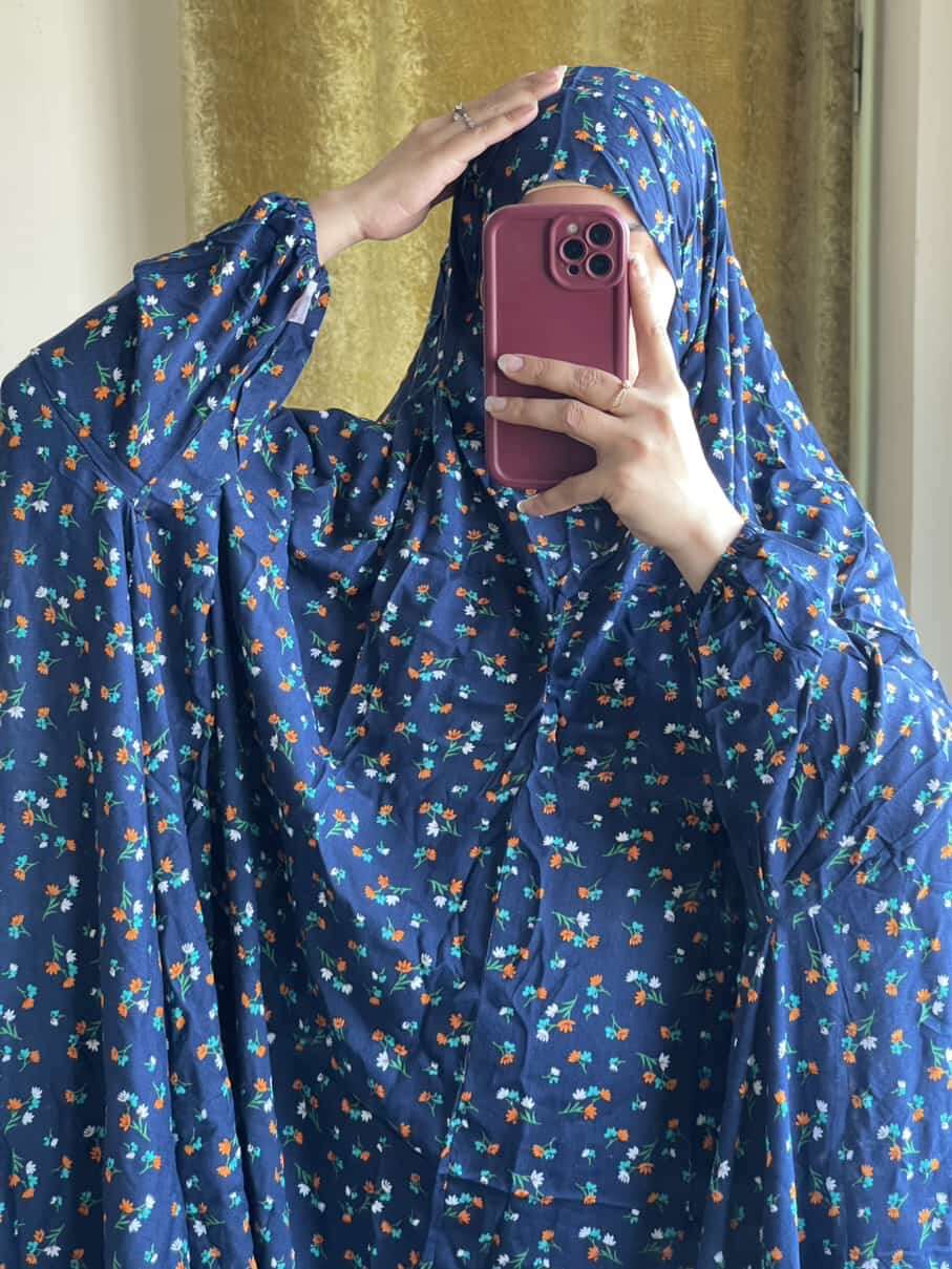 Full Coverage Namaz Chadar with Sleeves + Niqab (Linen) Attires For Muslimah