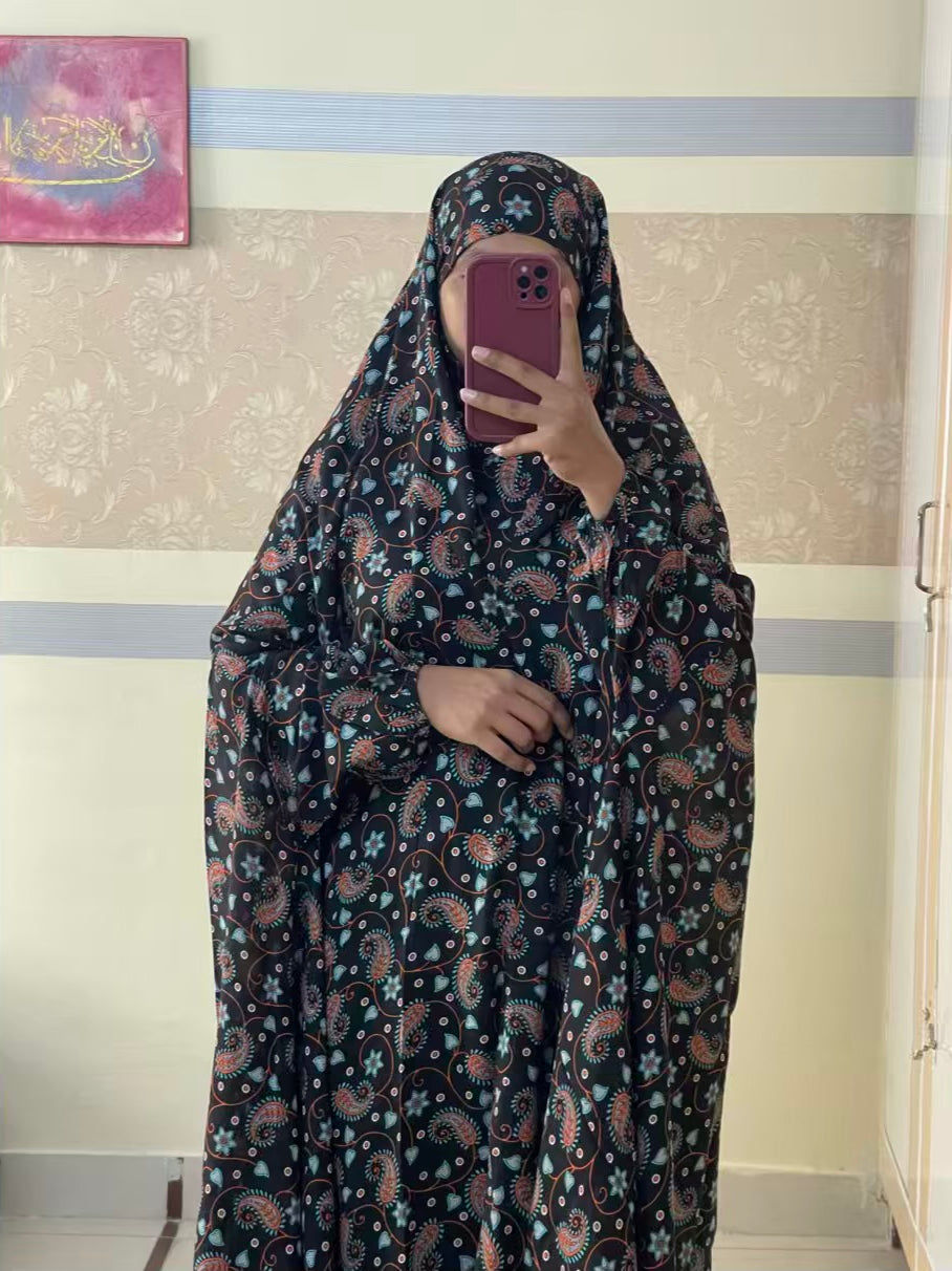 Full Coverage Namaz Chadar with Sleeves + Niqab (Linen) Attires For Muslimah