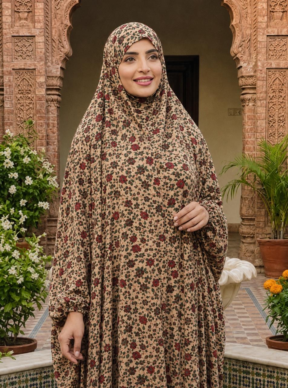 Full Coverage Namaz chadar with sleeves + Niqab (Linen) Attires For Muslimah