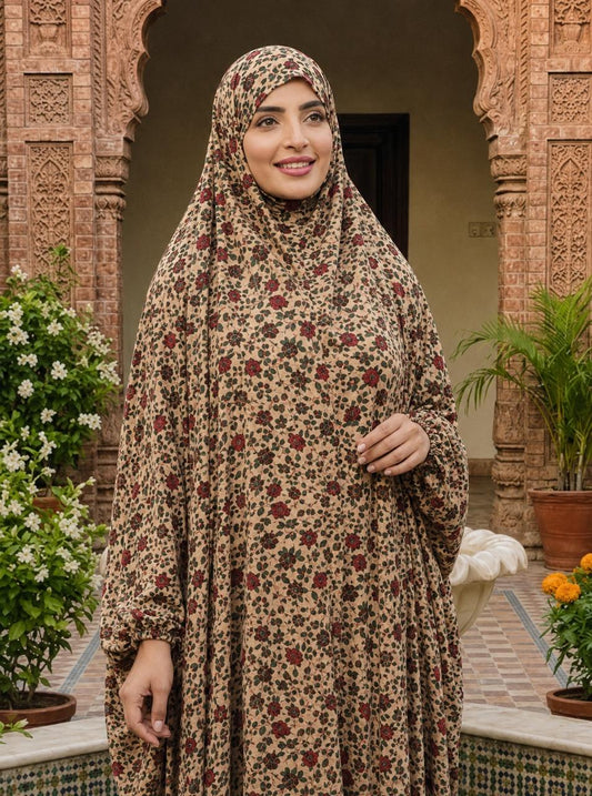 Full Coverage Namaz chadar with sleeves + Niqab (Linen) Attires For Muslimah