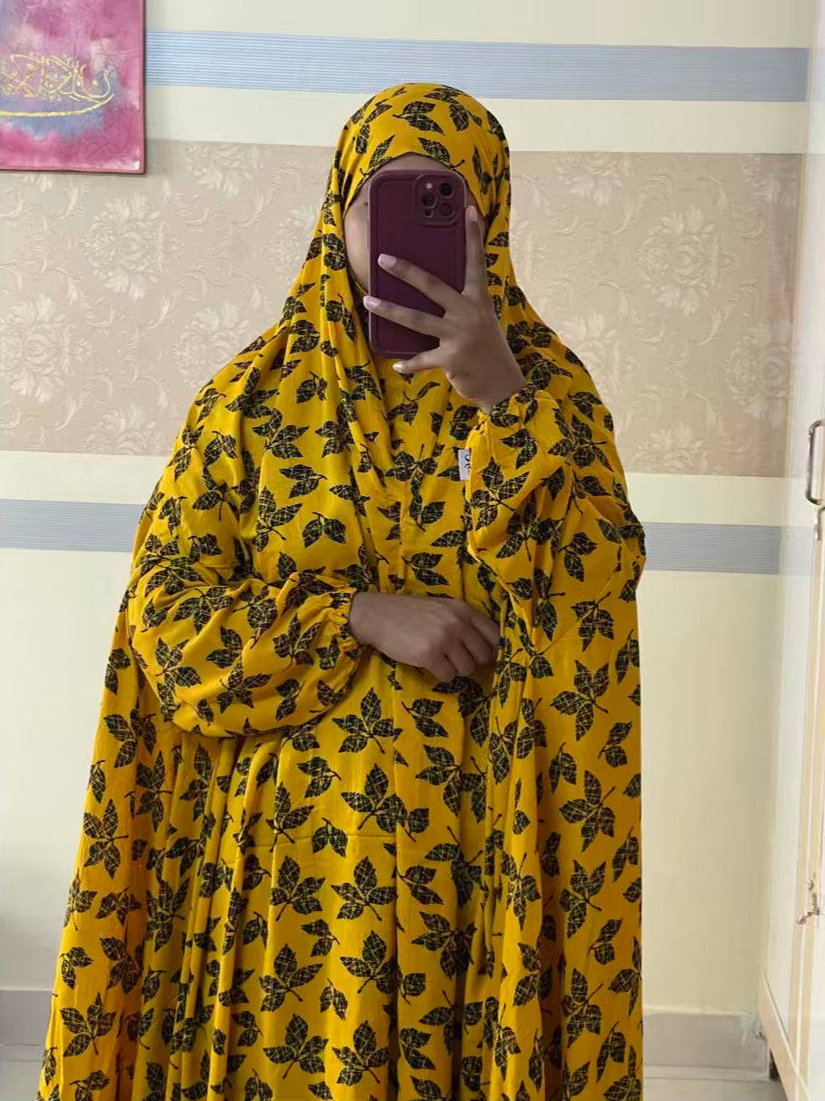 Full Coverage Namaz chadar with sleeves + Niqab (Linen) Attires For Muslimah