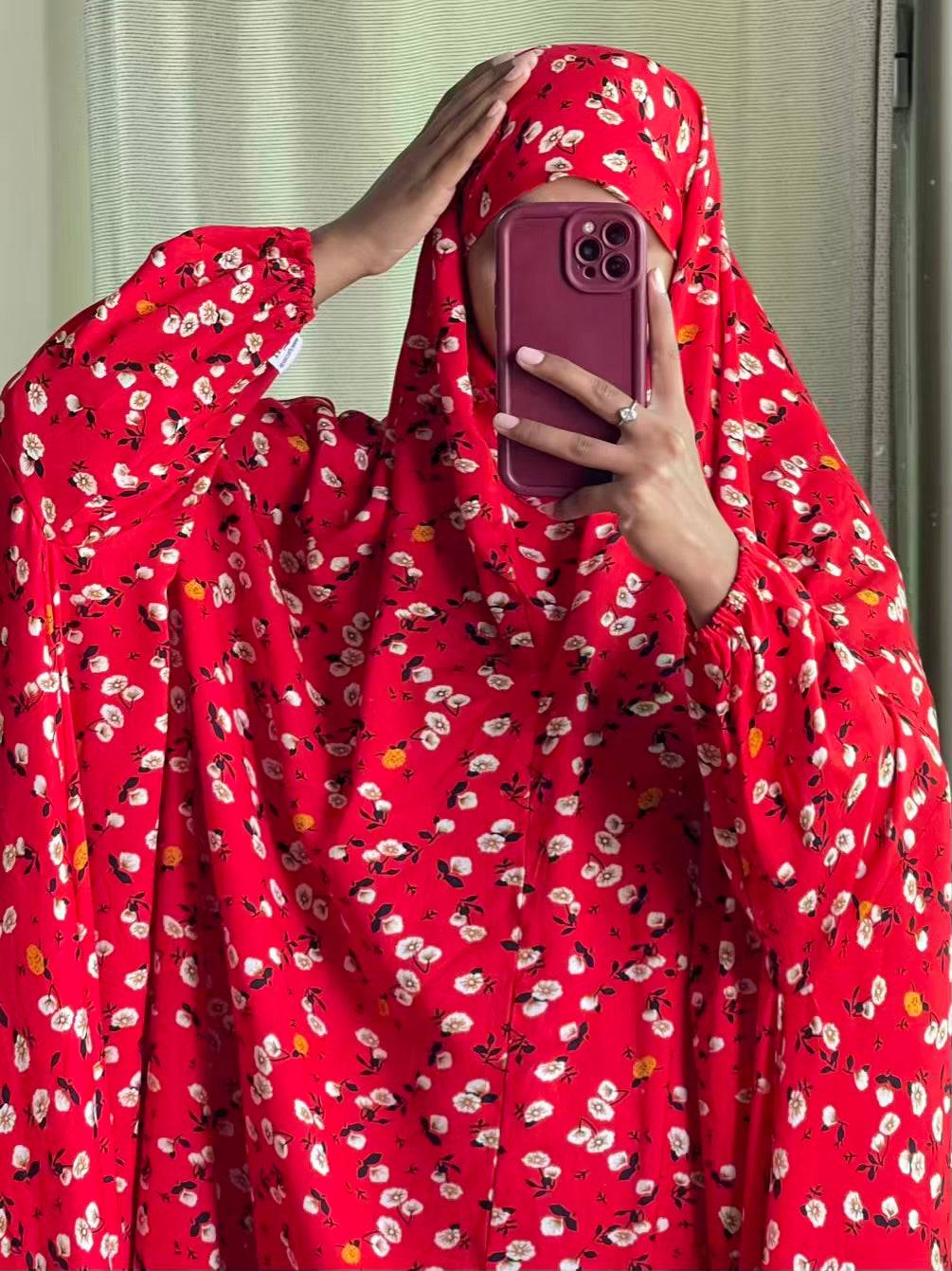 Full Coverage Namaz Chadar with Sleeves + Niqab (Linen) Attires For Muslimah