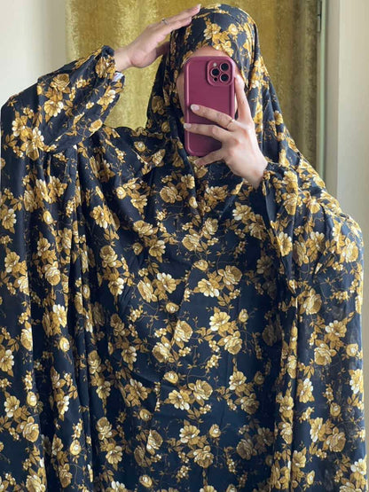 Full Coverage Namaz chadar with sleeves + Niqab (Linen) Attires For Muslimah