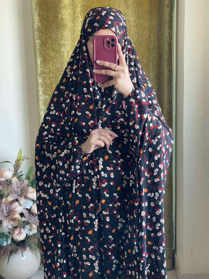 Full Coverage Namaz Chadar with Sleeves + Niqab (Linen) Attires For Muslimah
