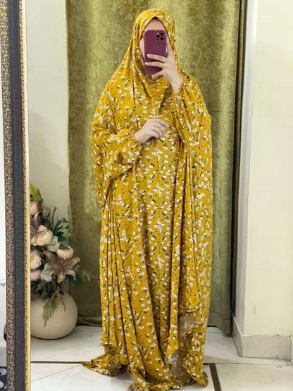 Full Coverage Namaz chadar with sleeves + Niqab (Linen) Attires For Muslimah