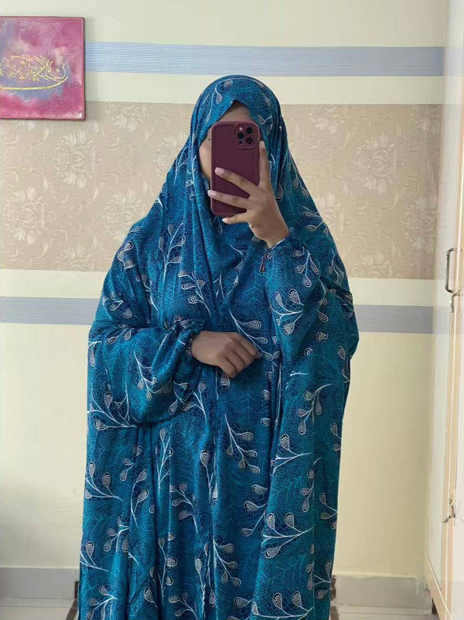 Full Coverage Namaz Chadar with Sleeves + Niqab (Linen) Attires For Muslimah