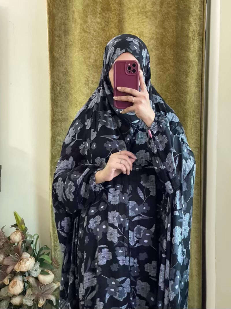 Full Coverage Namaz chadar with sleeves + Niqab (Linen) Attires For Muslimah