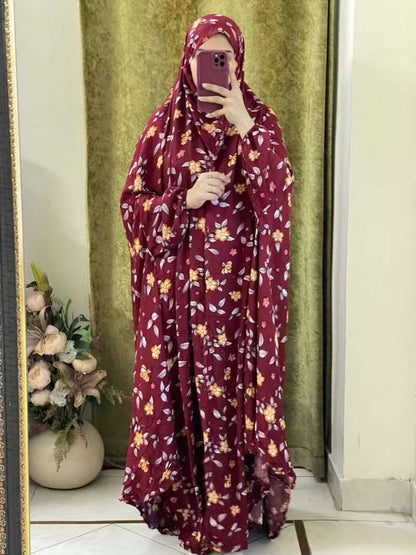 Full Coverage Namaz chadar with sleeves + Niqab (Linen) Attires For Muslimah