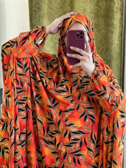 Full Coverage Namaz Chadar with Sleeves + Niqab (Linen) Attires For Muslimah