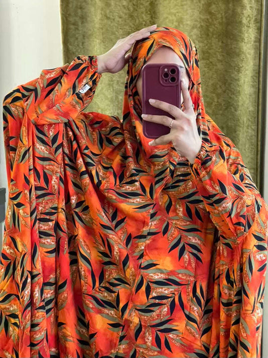 Full Coverage Namaz Chadar with Sleeves + Niqab (Linen) Attires For Muslimah