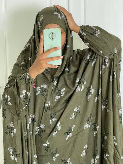 Full Coverage Namaz chadar with sleeves + Niqab (Linen) Attires For Muslimah