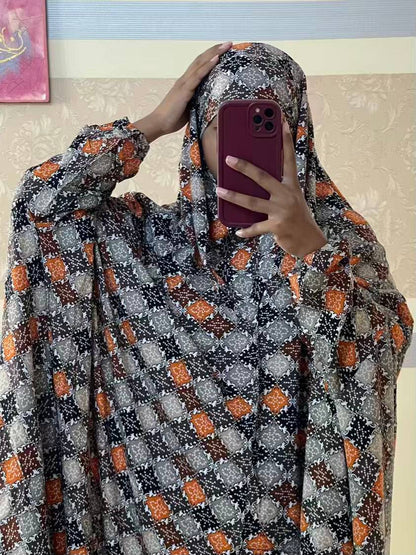 Full Coverage Namaz Chadar with Sleeves + Niqab (Linen) Attires For Muslimah
