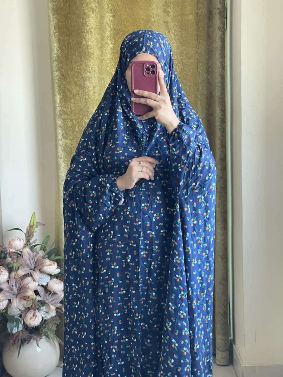 Full Coverage Namaz Chadar with Sleeves + Niqab (Linen) Attires For Muslimah
