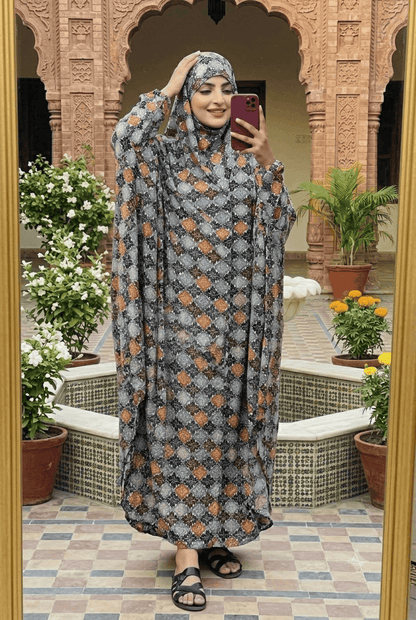 Full Coverage Namaz chadar with sleeves + Niqab (Linen) Attires For Muslimah