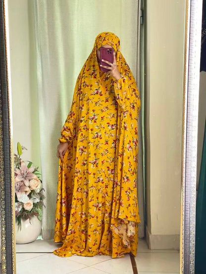 Full Coverage Namaz Chadar with Sleeves + Niqab (Linen) Attires For Muslimah
