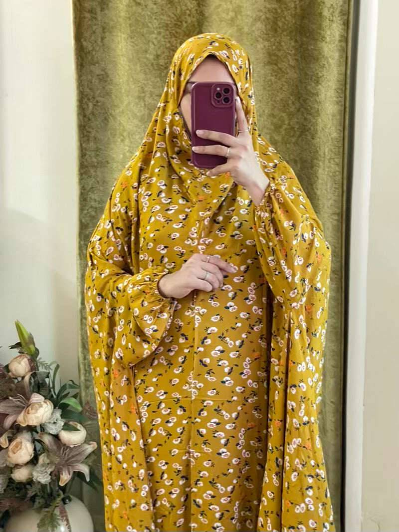 Full Coverage Namaz chadar with sleeves + Niqab (Linen) Attires For Muslimah