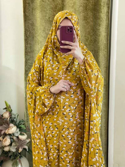 Full Coverage Namaz chadar with sleeves + Niqab (Linen) Attires For Muslimah