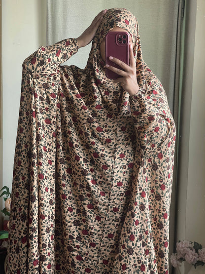 Full Coverage Namaz chadar with sleeves + Niqab (Linen) Attires For Muslimah