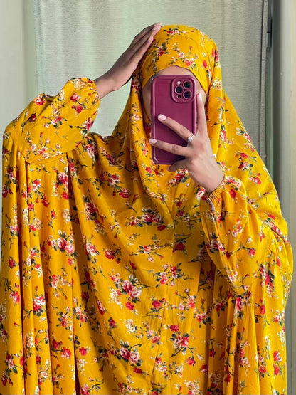 Full Coverage Namaz Chadar with Sleeves + Niqab (Linen) Attires For Muslimah