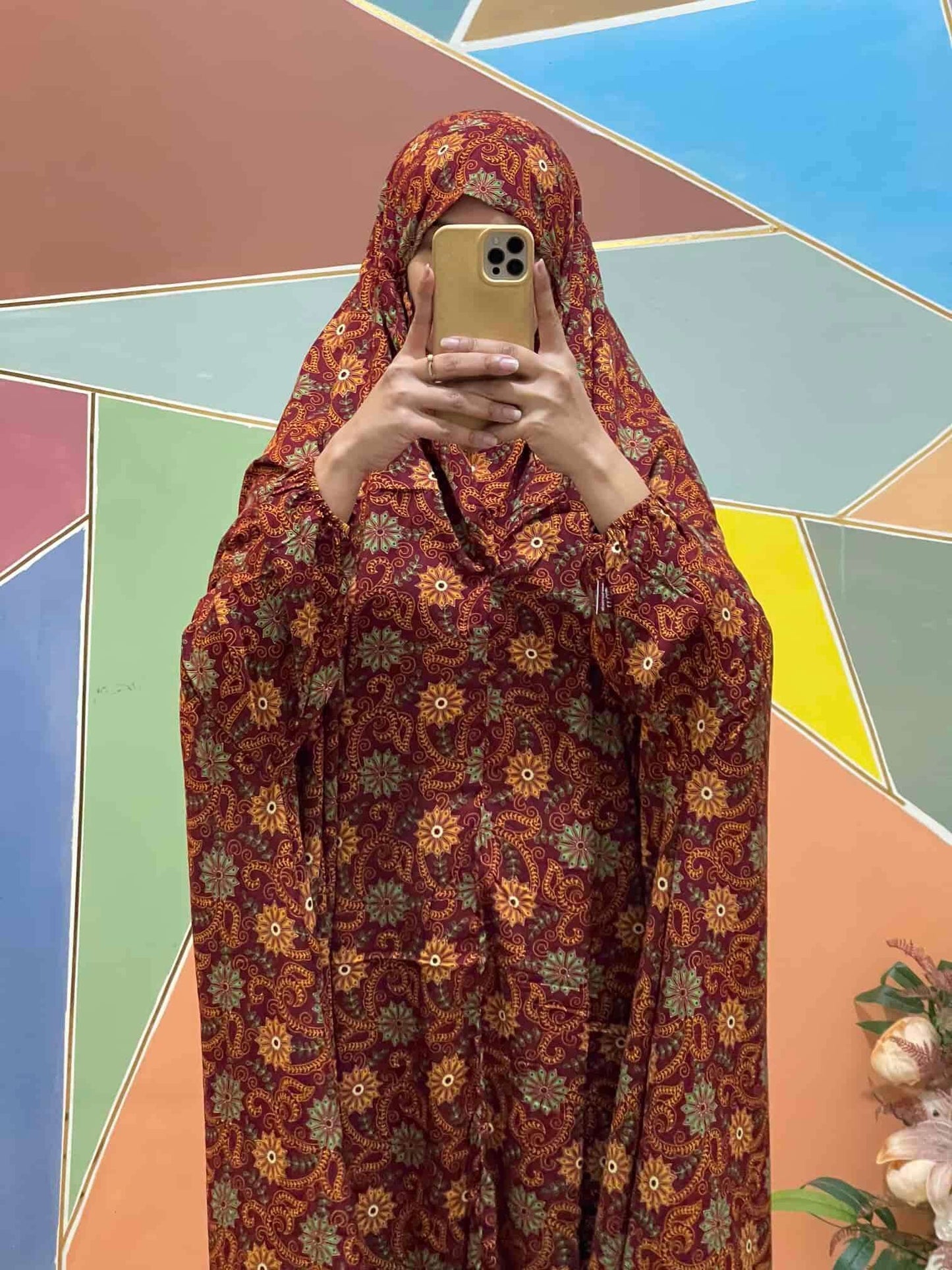 Full Coverage Namaz chadar with sleeves + Niqab (Linen) Attires For Muslimah