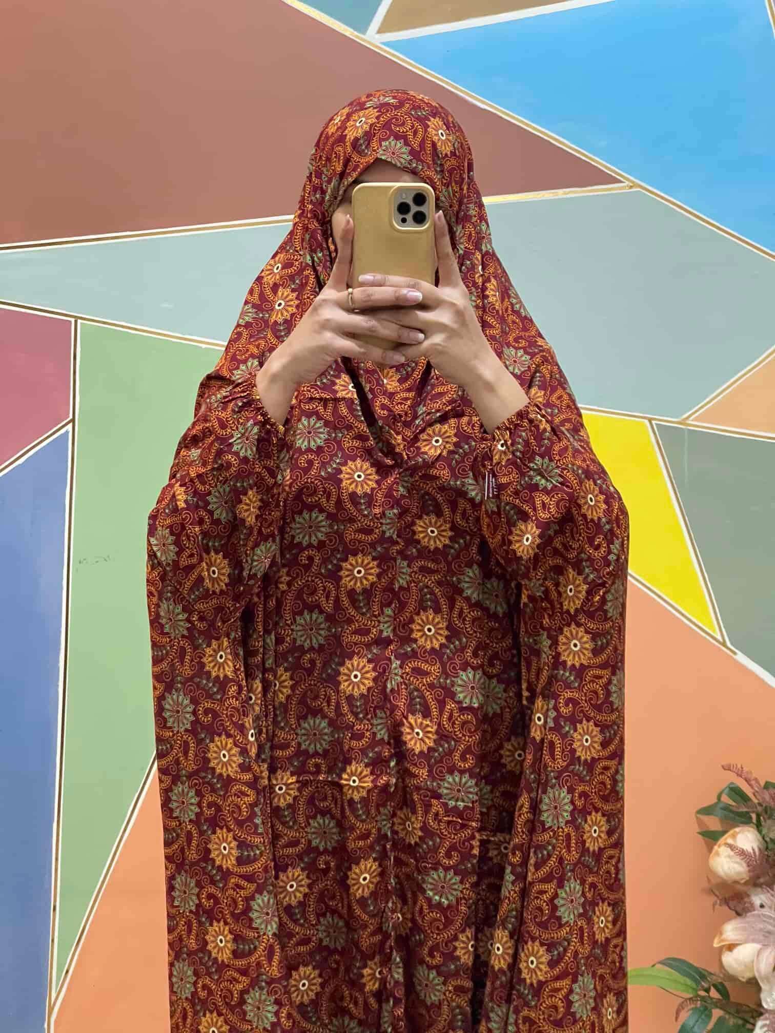 Full Coverage Namaz chadar with sleeves + Niqab (Linen) Attires For Muslimah