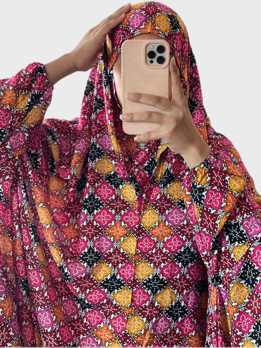 Full Coverage Namaz Chadar with Sleeves + Niqab (Linen) Attires For Muslimah